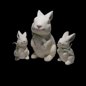 Vintage Takahashi Bunny Rabbit Set of 3 Easter Spring Farm 6" Made in Japan